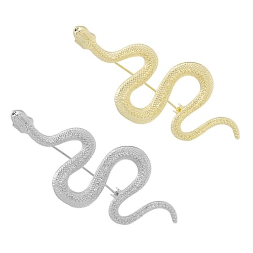 VALICLUD 2 Stück Teiliges Vintage Schlangen Broschen Modische Anstecknadeln in Gold und Silber Dekorative Lapel Badges für Jacken Mäntel Rucksäcke Stilvolle Unisex Accessoires von VALICLUD