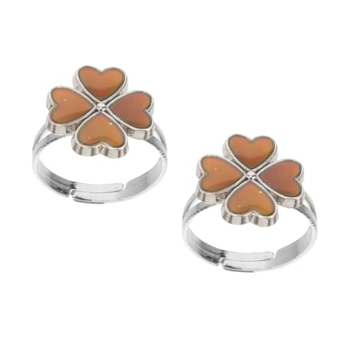 VALICLUD 2 Stück Thermochromer Ring Ring Zappeln Perlen Reize Schmuck Ringe Vierblättrige Kleeblattringe Dekorative Ringe Farbwechselringe Für Kleinkinder Farbwechselringe Für Epoxid von VALICLUD
