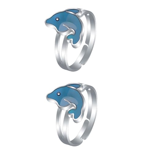 VALICLUD 2 Stück Thermochromer Ring kinderringe schellenkranz Hochzeitsring Urlaubsring ehering Stimmungsringe Anruf offener Handring Cartoon-Ring Fingerring farbwechselndes Acryl von VALICLUD