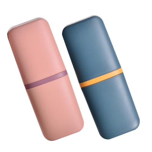 VALICLUD 2 Stück Tragbare Zahnbürstenhalter Für Unterwegs Reisezahnbürstenhalter Kunststoffzahnbürstenhalter Badezimmer Reisezahnbürstenetui Mit Becher Tragbarer Zahnbürstenbehälterkoffer von VALICLUD