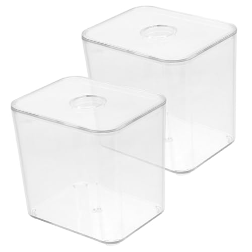 VALICLUD 2 Stück Transparente Aufbewahrungsbox mit Deckel Stapelbarer Kosmetik Organizer aus Pet Kompakte Langlebige Wattepad Wattestäbchen Box für Hautpflegeprodukte und Make up Zubehör von VALICLUD