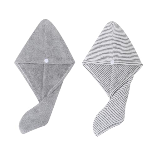 VALICLUD 2 Stück Trockenhaarkappe Duschhaube Korallenvlies Haartrocknungskappe Duschturban Haartrocknungstuch Haarturban Handtuch Schnell Trocknende Kappe Elastische Badekappe von VALICLUD