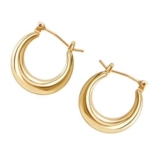 VALICLUD 2 Stück U Förmige Damenohrringe Goldfarben Einfache Creolen für Büro Party Reise Teiliges Glänzend Leichter Schmuck für Frauen von VALICLUD
