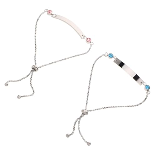 VALICLUD 2 Stück Verstellbare Edelstahlarmbänder für Funkelndem Anhänger Partnerarmreifen für Frauen und Männer für Besondere Anlässe von VALICLUD