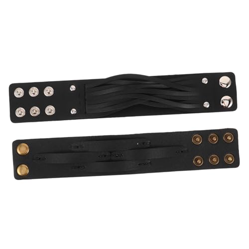 VALICLUD 2 Stück Verstellbare Punk Lederarmbänder für Herren Vintage PU Manschette mit Nieten Robuster Retro Stil Modisches Schmuckstück für Streetwear und Formelle Anlässe von VALICLUD