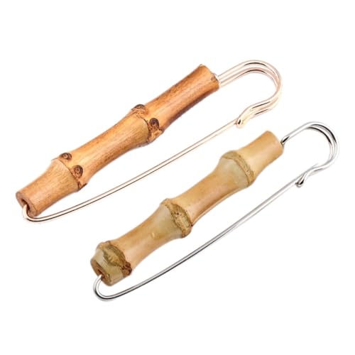 VALICLUD 2 Stück Vintage Bambus Brosche Kreative Anstecknadel im Bambus Design Unisex Retro Brustschmuck Leichte Modische Kleidungspins für Jacken Taschen Hüte Zufällige Farbe von VALICLUD