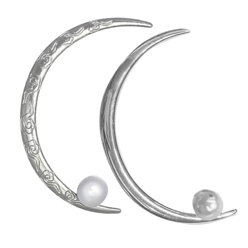 VALICLUD 2 Stück Vintage Haarnadel Teilig Geschwungen Mondform Haarschmuck mit Perlen für Lange Haare Damen Chinesischer Stil Haarnadel Dutt Halter für Hochsteckfrisuren von VALICLUD