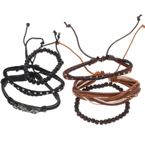 VALICLUD 2 Stück Vintage Herren Lederarmband Mehrschichtiges Retro Armband Punk Wristband Unisex Modeschmuck für Alltag und Party von VALICLUD