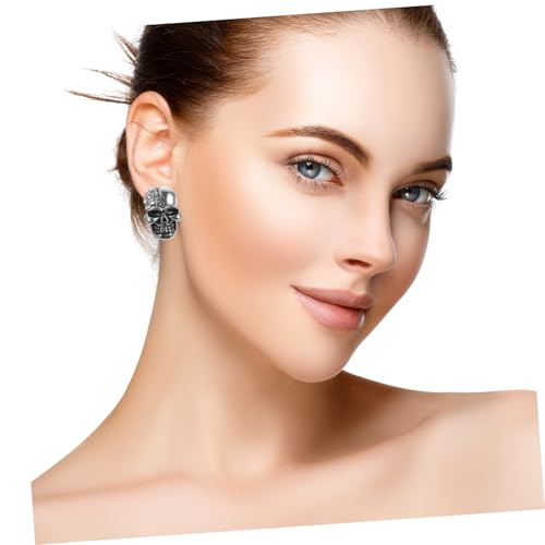 VALICLUD 2 Stück Vintage Ohrstecker Damen mit Funkelnden Strasssteinen Silberfarbene Fashion Horror Ohrringe für Halloween Kostüm und Alltag Modischer Schmuck für Frauen von VALICLUD