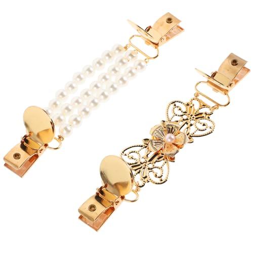 VALICLUD 2 Stück Vintage Perlen Cardigan Clip Modische Strickjacken Clips mit Feiner Verarbeitung Vielseitiger Schal Pullover Verschluss für Damen Eleganter Schmuck für Kleidung und von VALICLUD