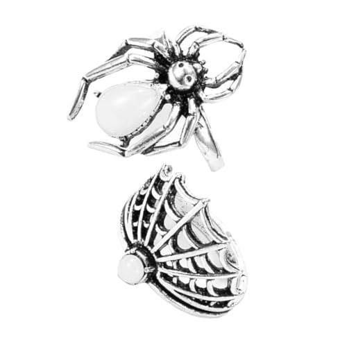 VALICLUD 2 Stück Vintage Punk Spinnenring Damen Herren Unregelmäßiger Spinnennetz Design Hautfreundlich Elegant Alltag Party Schmuck von VALICLUD