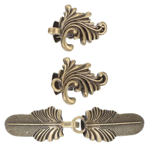 VALICLUD 2 Stück Vintage Sweater Clip Teilig Bronzeton Robuste Cardigan Clips mit Floralem Federdesign Praktische Strickjacken Verschlüsse für Damen Eleganter Schal und Pulloverhalter von VALICLUD