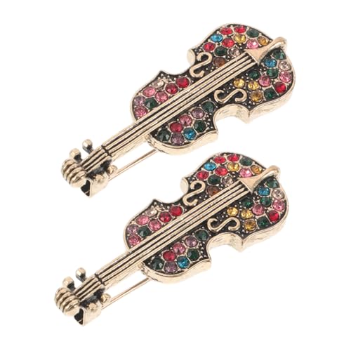 VALICLUD 2 Stück Vintage Violin Broschen mit Strasssteinen Stilvolle Anstecknadeln für Kleidung Strickjacken und Schals Modische Schmuckaccessoires für Damen Künstlerisches Musikdesign von VALICLUD