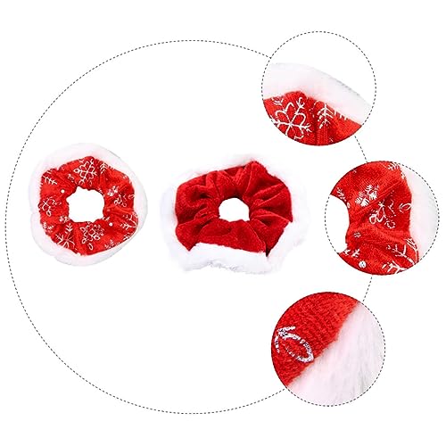 VALICLUD 2 Stück Weihnachtliche Haargummis Flanell Haarschmuck mit Schneeflockenmuster Elastische Haarbänder Damen Haarseile Rot Weiß für Festliche Frisuren und Alltagsschmuck von VALICLUD