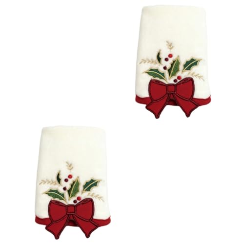 VALICLUD 2 Stück Weihnachtliches Besticktes Baumwoll Gesichtstuch mit Kreativem Schleifenmuster Weiches Saugfähiges Handtuch für Bad und Gesicht Festliche Dekoration und zu Weihnachten von VALICLUD