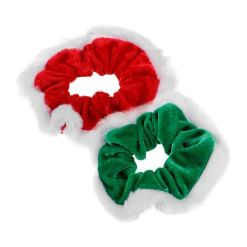 VALICLUD 2stücke Weihnachts-haargummis Aus Samt Für Damen Und Mädchen Elastische Krawatten Mit Roten Und Grünen Flauschkanten Haarschmuck Für Festliche Anlässe Und Partys von VALICLUD