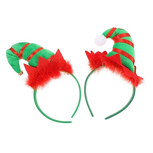 VALICLUD 2 Stück Weihnachts Stirnbänder mit Glocken und Federn Lustige Elfenmütze Haarschmuck für Kostümparty und Feste für Weihnachten und Festliche Anlässe von VALICLUD