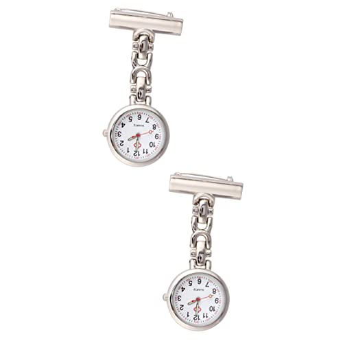 VALICLUD 2stücke Krankenschwesteruhr Brosche Mit Clip Taschenuhr Für Pflegekräfte Retro Hängende Uhr Im Weißen Design Für Klinik Und Alltag Quarzwerk Leicht Lesbar von VALICLUD