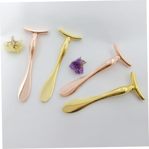 VALICLUD 2 Stück Zinklegierung Augenmassage Stab Mini Beauty Löffel Tragbar Kompakt mit Doppel Ende für Augencreme Aufnahme und Massage zur und Reduzierung von Augenödemen Rosa Gold von VALICLUD