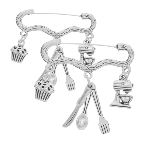 VALICLUD 2 Stück Zinklegierung Backbrosche Bäcker Anstecknadeln für Damen Kuchenmotiv Langlebig Eleganter Look Geschenk für Hobbybäcker Profi Bäcker Küchenzubehör von VALICLUD