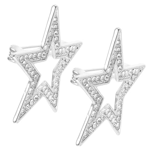VALICLUD 2 Stück Zinklegierung Fünfzackiger Stern Brosche Anstecknadeln für Herren Damen Anzug Reversnadeln Vielseitige Schmuckaccessoires für Pullover Schals Taschen von VALICLUD