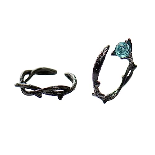 VALICLUD 2stücke Ringe Dornenrose Offener Ring Kreativer Schwanzring Aus Hochwertigem Material Schwarz von VALICLUD