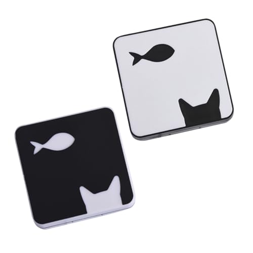 VALICLUD 2 Stück Linsenbehälter mit Katzen und Fischmuster Tragbarer Linsenorganizer Langlebige Linsenbox mit Spiegel für Reisen und Outdoor Aktivitäten Niedliches Design für Frauen von VALICLUD