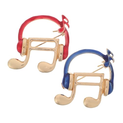VALICLUD 2 Stücke Musiknoten Anstecknadeln mit Kopfhörer Design Broschen für Anzug Kleid Schal Tasche Accessoires zur Party und Musiker Bekleidung Langlebig und Vielseitig von VALICLUD