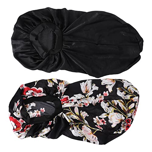 VALICLUD 2 Stücke Seiden Schlafhaube für Damen Elastische Mütze für Lange Haare Atmungsaktiv und Bequem für Nacht von VALICLUD