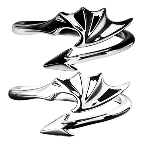 VALICLUD 2 Verstellbare Partnerringe und Teufel Design Komfortable Unisex Schmuckaccessoires Langlebiger Legierung Geschenkidee von VALICLUD