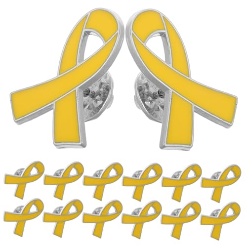 VALICLUD 20 Stück Brustkrebs Bewusstseins Broschen mit Schleifenmotiv Anstecknadeln Gelbe Schleifen Pins Brustkrebs Awareness Lapel Pins Zuverlässige Präventions Broschen für Frauen von VALICLUD