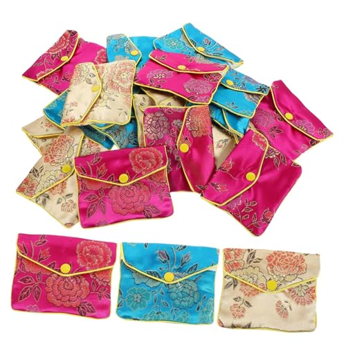 VALICLUD 20 Stück Teiliges Chinesischer Stil Geldbeutel mit Vintage Stickerei Kleine Schmuck und Münztaschen Vielseitige Aufbewahrungspouches für Hochzeitsgeschenke Zufällige Farbe von VALICLUD