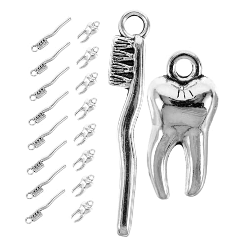 VALICLUD 20 Stück Teiliges DIY Zahnschmuck Zahn Zahnbürsten anhängern Detailreiche Charms für Halsketten Armbänder und Taschen Originelles Partygeschenk für Frauen von VALICLUD