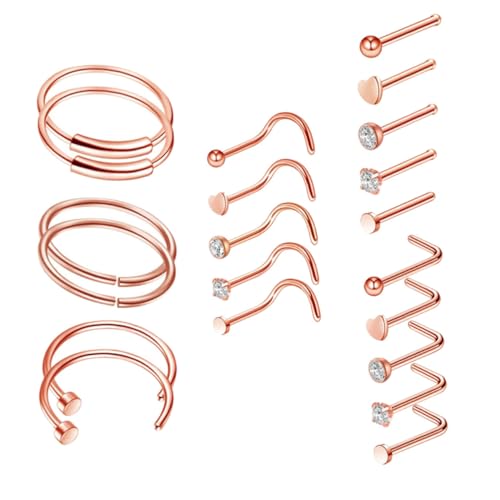 VALICLUD 21 STÜCKE Teiliges Nasenpiercing Edelstahl Nasenringe und Nasenstecker Modisch Leicht Elegant für Damen Geeignet Weihnachten Hochzeit Reise von VALICLUD