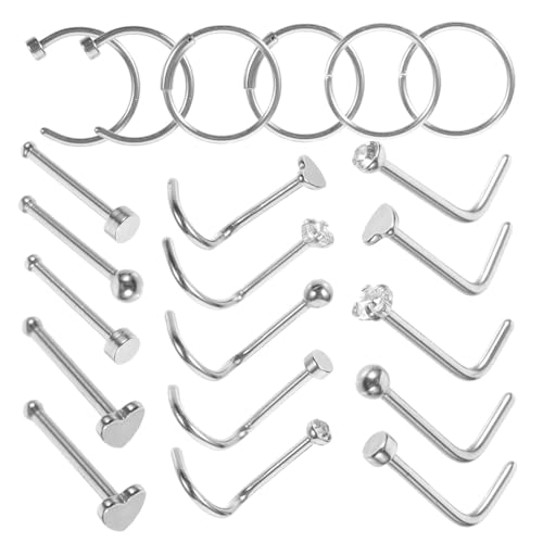 VALICLUD 21 Stck Teiliges Nasenpiercing Schmuck aus Rostfreiem Vielseitige Nasenringe und Hoops Modisch für Damen und Hautfreundlich für Alltag und Besondere Anlässe von VALICLUD