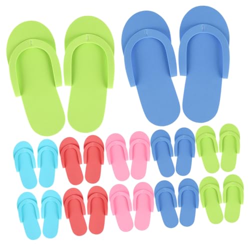 VALICLUD 24 Paare EVA Einweg Schaum Pediküre Slipper Rutschfeste Leichte Badeschlappen für Damen und Herren Praktische Einmal Pantoffeln für Strand Spa und Reisen Zufällige Zufällige Farbe von VALICLUD