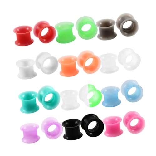 VALICLUD 24 Stück Teiliges Silikon Ohr Dehnungsset Double Flared Ear Stretchers Ohr Tunnel Piercing Schmuck Mix Farben für Damen und Partys von VALICLUD