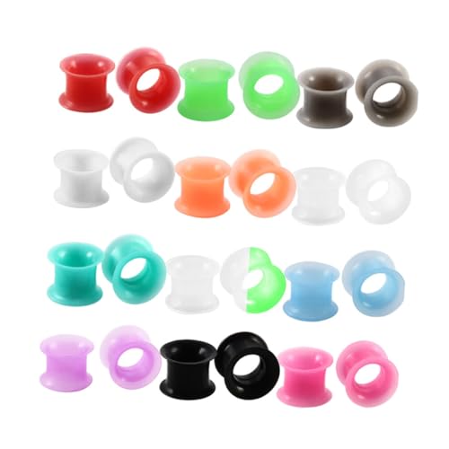 VALICLUD 24Stücke Silikon Ohrentunnel Plugs Ohrstrecker Expanders Doppelt Geflare Ohrpiercing Schmuck Gemischte Farben für Partys Hochzeit und von VALICLUD