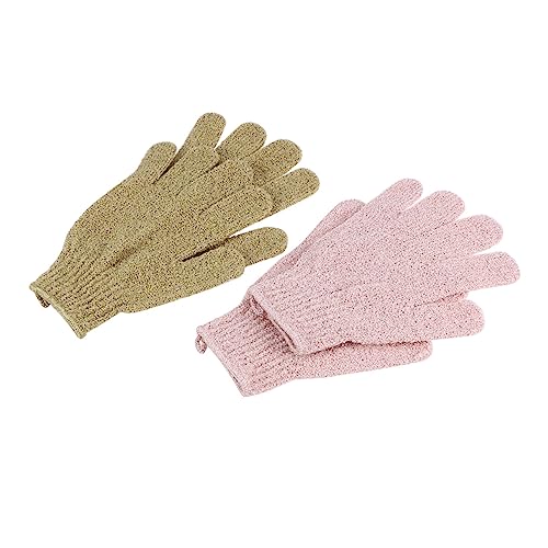 VALICLUD 2paare Badehandschuhe Für Rückenmassage Fünf-finger-handtücher Zum Duschen Und Peeling Geeignet Für Damen Herren Und Studenten in Rosa Und Grün von VALICLUD