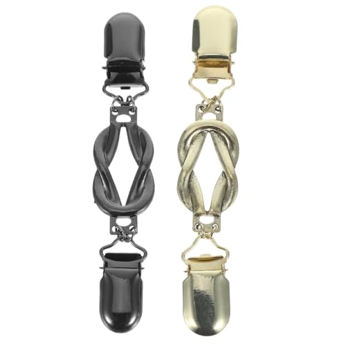 VALICLUD 2Pcs Attractive Cardigan Clips Dress Fasteners Anti-Slip Sweater Clips For Shawls/Scarves/Dresses (Rotgussgrau, Gold) von VALICLUD