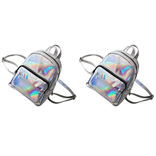 VALICLUD 2Pcs Chic Holographic Holographic Rucksack Frauen Umhängetasche Holographische Schulbeutel Holographic School Rucksack Holographischer Rucksack für Den Holographic Rucksack für von VALICLUD