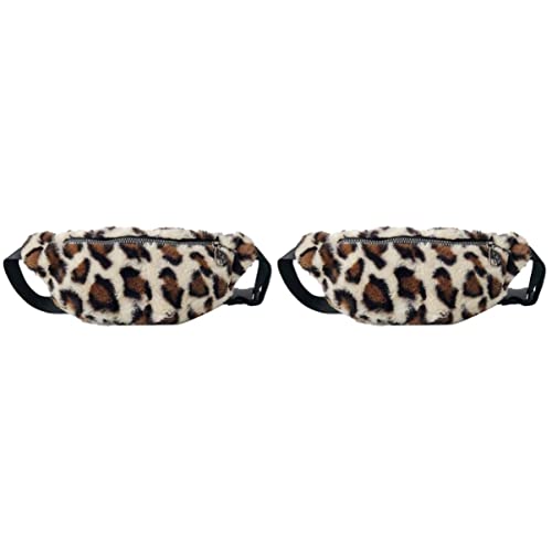 VALICLUD Crossbody Bag Fell 2Pcs Fanny Pack Leopard Leopard Fanny Pack Mode Fanny Bag Fell Taille Stash Fuzzy Crossbody Chest Bag Chic Vintage Running Telefonhalter Belt Back Plüsch Taille Tasche von VALICLUD