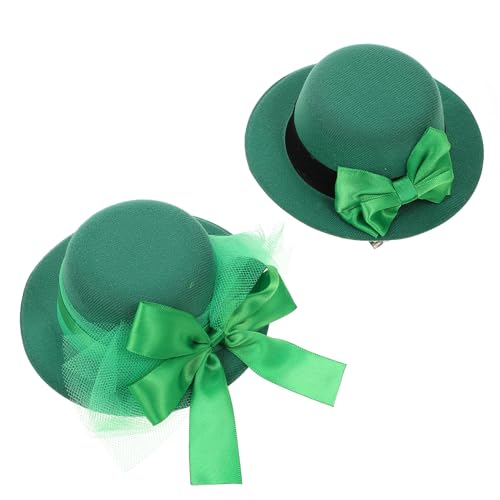 VALICLUD 2stücke Patrick's Day Haarnadeln Mit Hut-design Grünes Haaraccessoire Für Partys Bownot Und Netzschleife Für Karneval Und Irische Feiern von VALICLUD