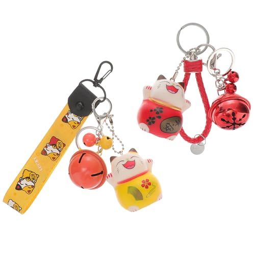 VALICLUD 2stücke Cartoon Glückskatze Schlüsselanhänger Niedliche Dekoration Für Taschen Und Schlüssel Zufällige Farben Für Katzenliebhaber von VALICLUD