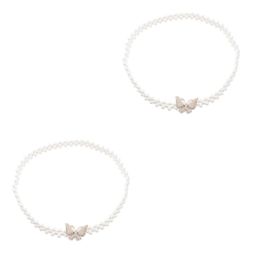 VALICLUD 2St Brautschmuck Schmetterling Taillenkette Hochzeitsgürtel Perlenkette Hochzeitsaccessoires Bauchtanzgürtel Taillenkette Schmuck Diamant-Choker-Halskette für Frauen eine Halskette von VALICLUD