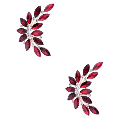 VALICLUD 2St Brosche Braut hochzeitsschmuck hochzeits schmuck gehäkeltes Bandana Damen Broschen Blumenbrosche Strassbrosche Broschen für Blumensträuße wild Stift Korsage Strauß Fräulein rot von VALICLUD