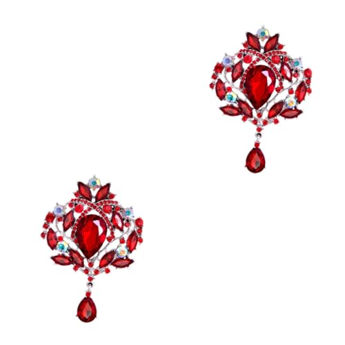 VALICLUD 2St Strassbrosche Rhinestone brooch Women's brooch Cool brooch Brautbrosche für Kleid Taschen Brosche Strassstifte Frauen Brosche Dame Brosche Tropfenform Kleidung Fräulein rot von VALICLUD