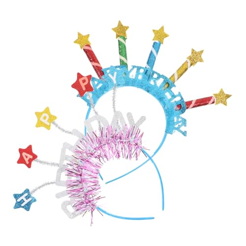VALICLUD 2stücke Geburtstags-haarreifen Für Bunte Party-haarbänder Mit Kerzen Und Glitzer Für Geburtstagsfeiern Und Feiertags-dekorationen von VALICLUD