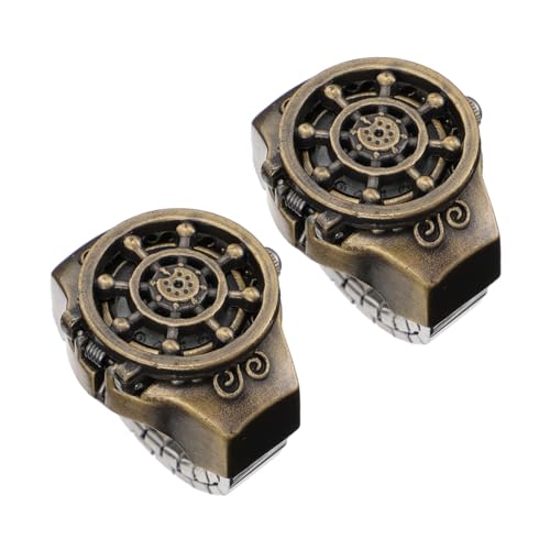 VALICLUD 2St Geisterkopf-Ringuhr Uhren Männer Digitaluhr Golduhren für Herren Herrenuhr s Uhr mit Wecker Retro Armbanduhr Vintage Watch beisring modischer Uhrenring Dame Uhren Zinklegierung von VALICLUD