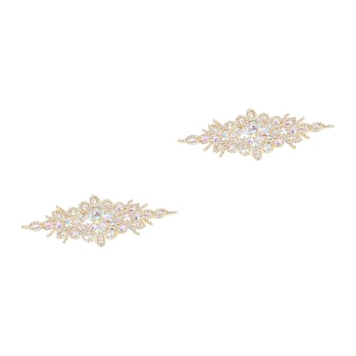 VALICLUD 2St Hochzeitsgürtel Strassapplikation Brautgürtel Haarschmuck Golddekor hochzeitsschmuck hochzeits schmuck Hochzeits-Strass-Applikationsdekor Brautstrass-Gürtel Strasssteine Golden von VALICLUD